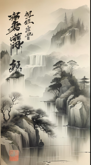 ink and watercolor painting?Draw on rice paper?Use thick and light ink to create light and dark variations and layers?Pick the right ink color?Such as deep black?Thick gray?Light coffee, etc?to express different situations and atmospheres?Control the gradient and transition of ink color by the humidity and consistency of the ink?mont?Eau?the trees?Lake surface?Bleak, Desolate, Solitude?Black and white tones?dead tree? Traditional Chinese Ink Painting, Traditional Chinese art, author?Guo Xi, author?Ma Yuanyu, Traditional Chinese painting, author?Xu Xi, author?Luo Mu, author?Yang Buzhi, author?Li Kelan, author?Gu An, Ink painting ) ) ) ), Chinese ink painting, Chinese painting style