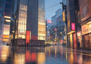 Crea un fondo de pantalla LOFI inspirado en una tarde lluviosa en Tokio.