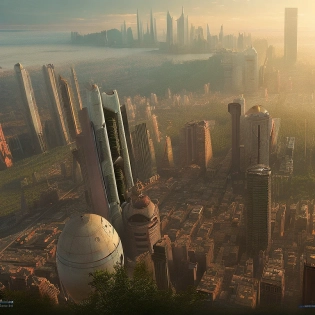 A grand city in the year 2100, atmospheric, hyper realistic, 8k, epic composition, cinematic, octane render, artstation landscape vista photography by Carr Clifton & Galen Rowell, 16K resolution, Landscape veduta photo by Dustin Lefevre & tdraw, 8k resolution, detailed landscape painting by Ivan Shishkin, DeviantArt, Flickr, rendered in Enscape, Miyazaki, Nausicaa Ghibli, Breath of The Wild, 4k detailed post processing, artstation, rendering by octane, unreal engine �ar 16:9