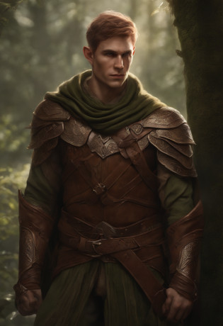 a close up of a elf with wielding a elven longbow and face scars, copper, young elf male , with tattoos and scars on the body, male elf portrait, covered in scale armour, fit young male , concept art of god, muscular , young god, ranger male fantasy gloom stalker, detailed full body concept, wood elf ranger character, immortal, no wrinkles.