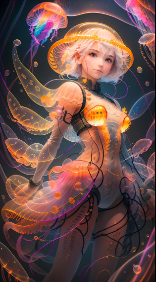 1girl, (platinum hair:1.3), (catgirl:1.1), cat ears, real tail, add_detail, masterpiece, micro bikini under translucent armor, ready to fight, armed, blue sword, in a deep dungeon, smiling, translucent armor, fighting pose, sword drawn, gravure, aroused, excited, looking at camera, fine fabric detail, (masterpiece:1.2), (best quality:1.2), (extremely detailed:1.2), (extremely detailed face), (ultra detailed), 8k,Niji Pride,  large translucent round jellyfish bra, large breasts, translucent leg armor, translucent round jellyfish panties, translucent round jellyfish head cover, thick thighs, bbw, translucent round jellyfish on each breast, translucent round jellyfish on crotch, translucent round jellyfish on each shoulder, translucent round jellyfish covering head,octane render, hdr, (hyperdetailed:1.15), (soft light, sharp:1.2), beautiful, realistic,1 woman mature, feminine, tall, short hair, beautiful, eyes with fine details, look at the viewer, beautifully curved, guweiz,