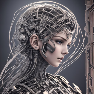 complex 3d ultra detailed render of a beautiful porcelain bust profile woman face android, cyborg, steampunk details, robotic parts, 150 mm, beautiful studio soft light, rim light, vibrant details, luxurious cyberpunk, lace, hyper-realistic, anatomical, facial muscles, cables electric wires, microchip, elegant, beautiful background, render octane, style H. R. Giger, 8k, best quality, masterpiece, illustration, an extremely delicate and beautiful,   extremely detailed, CG, unit, 16:9 wallpaper, (realistic, photo-realistic: 1.37), amazing, fine details, masterpiece, best quality, official art, extremely detailed CG 8k wallpaper unit, absurd, incredibly absurd, robot, cool and uniform dark background --auto --s2