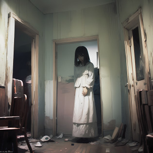 Photos of ghosts only Japan teenage girl. In the dim light, The scope of claustrophobia in a small room in Tokyo, A ghostly presence appears, Consumed in the creepy world of horror games. Lurking in a desolate corner, Enveloped in inexplicable darkness, That evil gaze is?Anchored to the player with an anxious and twisted smile?A shiver ran down my spine. The ghost apparition is covered in tatters, White dress full of filth, Unforgettable relics of the past, And its ethereal shape is wavering, A glimpse of the spectral region beyond.

In the stuffy atmosphere of the room, Dilapidated chair, Forgotten relics of another era, Stands as a chilling memory of the room's sinister history. Time once eroded ornate sculptures, Leaving behind whispers and echoes of suffering The rotten shell of the soul. walls, Decorated with faded photos of forgotten faces, It seems to exude a melancholy presence., imitate?Who got caught up in it?As if the essence longs for liberation from their eternal purgatory.

A pale blue glow emanates from the ghost's eyes, Emitting an eerie glow that penetrates the air, Corner of the room?Filled with spectral incandescent lamps. Shadows dance under an ethereal glow?Distorted, Twisting into grotesque shapes that mock the sanity of the living.

When a ghost silently stretches out a translucent hand, A chilling silence falls. pain?For each very slow movement, Reach out to players., Creeping specter of fate. however?No matter how close you get, The transparent hand of the ghost is?Never break the threshold of the tangible world, Leave a trail of icy fear. It is the embodiment of pain, Forever deny the comfort of human touch.

yet, Paradoxically, With obvious horror