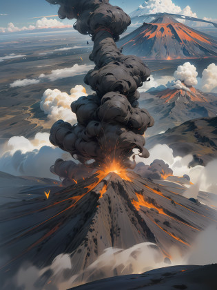 arafed mountain with a cloud filled valley below it, volcano landscape, volcanic landscape, indonesia national geographic, indonesia, volcano setting, volcano in background, active volcano, sumatraism, volcanoes, volcanic, volcano in the background, vulcano, volcanoes in the background, volcano, � aerial view of a mountain, travel, volcanic background, volcano fog, in a volcano