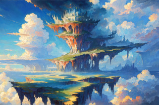 (masterpiece, superb, superb), (fantasy landscape, fictional landscape), the sea, clouds in the distance