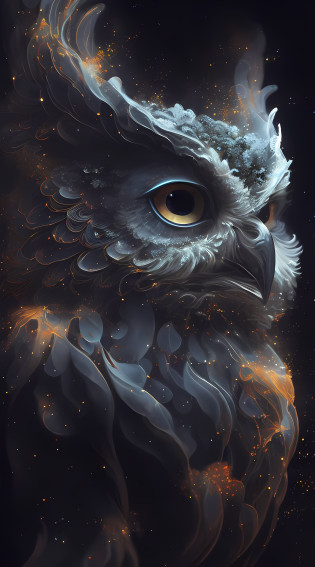 pintura de uma coruja com um olho brilhante e um fundo preto, Arte digital altamente detalhada em 4k, bela arte digital, Grande arte digital com detalhes, arte digital altamente detalhada, arte digital altamente detalhada, arte digital altamente detalhada, Arte digital detalhada em 4k, Arte digital alucinante, lindo arte digital, Coruja Radiante, coruja incandescente, arte digital extremamente detalhada, bela arte digital