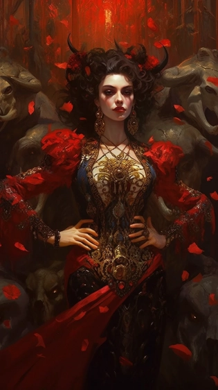 a stunning interpretation of a beautiful woman matador, red muleta in hands, twisted corrida, tiny outfits, highly detailed and intricate, hypermaximalist, ornate, luxury, ominous, haunting, matte painting, atmospheric, cinematic, volumetric lighting, Paul Bonner, Frank Frazetta, Brian froud, ross tran