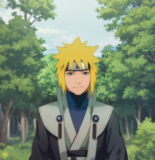 anime character with yellow hair and blue eyes in front of trees, de Naruto, naruto artstyle, Naruto, naruto uzumaki, Estilo anime