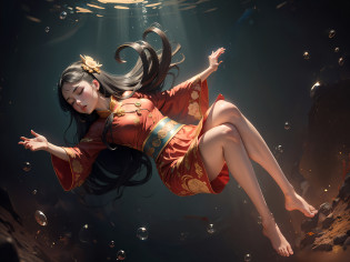 red hanfu sleeve,(large sleeve)