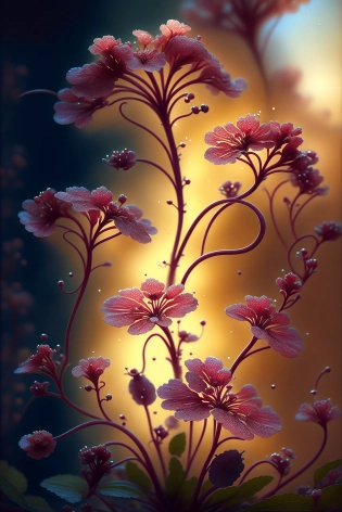 Planta carnvora drosera com tentculos espinhosos, vermela, render, rembrandt, cgsociety, artstation trending, highly detailed, Midjourney Style