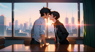 anime boy kissing his girlfriend in a classroom with other students, guweiz and makoto shinkai, sakimichan and makoto shinkai, makoto shinkai and (cain kuga), inspired by Okumura Togyu, ross tran and makoto shinkai, makoto shinkai. �h 2160