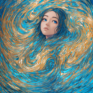 under water, Light reflections, Ripples, James Jean, oil painting, salvador dali, solly smook, album cover, https://s.mj.run/huamJ5ZHlE4, https://s.mj.run/0lu3kYeyT_U --ar 16:9 --chaos 50 --iw 1
Workflow:
- Leveraged MJ v5.2�s Vary (Subtle) to generate many variants for cel animation.
- The variants aren�t similar enough as a whole. But with enough generations, similarities within a portion of the image can be accumulated. Focused on the eyes.
- Accumulated all possible eyelid positions; i.e openings/closings.
- Manually sorted images (filename numbering) as per eyelid similarity to sequence the character�s drifting demeanor.
- Imported the sorted image sequence in AE and Time Stretched with Frame Blending set to Pixel Motion.
- For the dissimilar portions, the water theme helped repurpose their Frame Blend wobbles & breakage as underwater refractions & reflections.
- Added water sound to further convince the wobbles as water.
- Added muffled chatter to drive the theme. --auto --s2