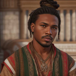 cinematic, photo, head and shoulder portrait photo, 1man, solo, malagasy nobleman, 28 years old, plump lips, long loose hair, dutch braids, short beard, long chin beard, serious, intense expression, athletic, rich regal traditional clothes, elaborate, intricate decorations, in a palace, Canon EOS 5D Mark IV, historical, fantasy, hyper detailed, accurate textures, realistic, skin pores