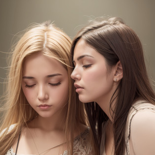 Close-up of the side faces of European and American women, intoxicated listening expressions --auto --s2