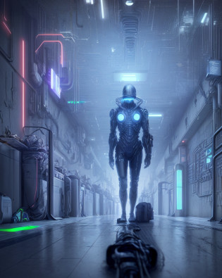 the future cyber dystopia,hallway,security,depth of field
