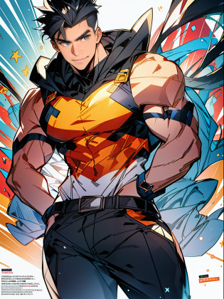 background, misto-language_text, letras japonesas em graffit ,garotas, longos cabelos loiros, excelente ilumina��o, sidelighting, (), vhsKeeper,, estilo GUILTY GEAR -STRIVE  perfeito ultimate (cor plana: 1.3), (magazine_cover: 1.4), (multicolored_background: 1.3),  rosa chiclete striped_background, card_background, :: estilo comix por joe madureira :: pe�as circulares de metais brancas coladas nos bra�os ultra detalhados saindo brilho cintilante, , perfeita e detalhada,  camisa ultra detalhado com desenho abstrato e com estampa de letras japonesas em graffit dos lados da roupa, imagem de garotas com big breast, ::based on dc comix's warworld illustration, by brandon peterson e will conrad:: ::based on dc comix's warworld illustration, by marc silvestri:: powerful male hero with futuristic outfit, based on warworld illustration from dc comix,  (beautiful and clear background:1.2),, fantastic paintings ,graffit style, olhos altamente detalhados , a white t-shirt or tatoon stamp , blond hair, masterpiece, best quality, high quality, highres, detail enhancement, ((most beautiful image in the world)), masterpiece, best quality, high quality, highres, detail enhancement, ((most beautiful image )),with short, shiny black hair,  t-shirt, wearing jeans,, art by stjepan sejic,  art by j scott campbell, art by guillem march, art by citemer liu, 4k, high resolution, comic book character, comic, high quality detailed,   style ::2.0 comix illustration style,tatoon style, high quality, highres, detail enhancement, 8k, hd, best quality, high quality, highres, detail enhancement, 8k, hdr, sharp focus, ultra detailed, perfect lighting