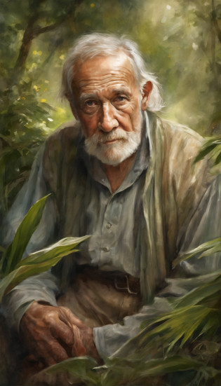 tmasterpiece, Smart old man walking through the jungle in fireflies, (high detal: 1 1), The face of an old man, Natural skin, high high quality, NSFW, beautidful eyes, (detailed faces and eyes), (the face: 1 2), noise, Extra, Realphotos, .....PSD, Lamp film photography, foco n�tido, contrasty lighting, Detailed skins, High resolution 8K, insanely details, realisticlying, professional photoshooting, 8K  UHD, SLR camera, gentle illumination, high high quality, Film Particle, Fujifilm XT3