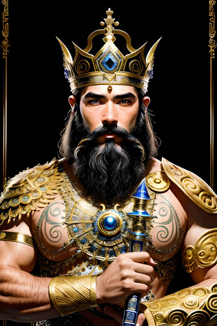 absurderes?hight resolution?ultra-detailliert?(Ultra detailed backgrounds?detailedbackground)?ighly detailed?
male people?Legendary Sword?(Zentangle:1.1)?(Geometry:1.1)?Cool hair and beard?Good anatomy?Dramatic?Award-winning??masterpiece??masterpiece?(Ancient Kings)?(hali?and the king's costume)?(Full fuselage)?(diadems)?Legendary Sage?King among kings in mythology?
