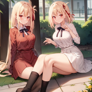 2D, Masterpiece, Best Quality, Anime, Very Detailed Eyes, Very Detailed Face, Very Detailed Background, Perfect Lighting, (Full Body), 1girl, Kaguya-sama wa Ogura Sei ~Geniuses' Love Affair Zunousen~, Kaguya Shinomiya, Platinum Blonde, Red Ribbon, Hair Ribbon, Red Eyes, White Shirt, Open Shirt, Undergarment, Bra, Pink Undergarment, Black Skirt, Small Tits, School, Expressionless, Blush, Sitting, No shoes,Medium hair