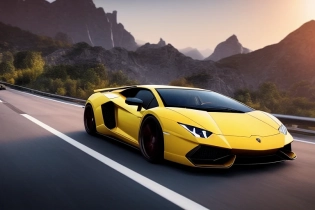 professional photo of a Lamborghini sports car in motion, tuned, Need for Speed style, city in the background, stunning environment, (((wallpaper))), low angle, intricate, highly detailed, elegant, Canon, digital painting, digital art, pinterest, artstation, concept art, smooth, sharp focus, illustration, unreal engine, blender, volumetric lighting, octane render, behance, 500px, art by artgerm and greg rutkowski and alphonse mucha, 4k, 8k