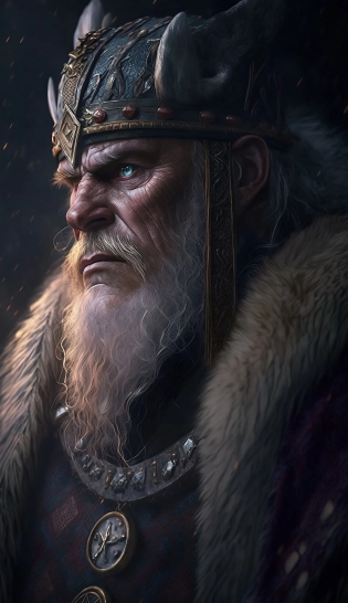 king of vikings, photorealistic, bright colours, dynamic, ultra detailed, cinematic lighting, volumetric rays, hdr. --ar 9:16