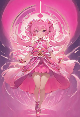 style of league of legends?Flying life-size colorful long hair?Serious expressions?Hanfu costumes?Beautiful patterns are engraved on the clothes?Fair thighs exposed?Wear pink leggings?The long skirt swayed in the wind?Close-up of pink and white logo with circles, round logo, iconic logo symbol, enso, pink iconic character, symmetrical logo, pink scheme, Postapo, venus planet symbol, circular logo, circular design, tas, Pink, symbol, minimalist logo without text, dribbble, circle, tpose, (in pink), dribbble. ?.com