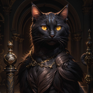 (Numerous award-winning masterpieces, with incredible detail, textures and maximum detail), (hyper realistic:1.4), (Black cat:0.4), (calico cat: 1.5), (Cat royalty:1.4), ( real cat standing on its hind legs: 1.6), (realistic:1.3), (highest quality realistic texture fur), (upper body up:0.4), (full-body standing real cat  image:1.8), (Finely drawn perfect circle cat's eyes), (Eyes that glow in the dark:1.5), (Fine and beautiful cat face: 1.6), ((medieval world)), (King of Noble Cats:1.4), (Walking real cat  standing up on two legs: 1.8), (noble room of the royal palace beautiful jewel ball rolling at your feet:1.8), (Full body armor with delicate decorations), (The armor has numerous scratches, but is delicately decorated: 1.5), (crown on head: 1.5), (Full-length real cat  portrait:1.8), ((looks up)), ((looking down)), (Gripping the hilt of an elaborately decorated black long sword that glows with a monstrous light:1.7), (dramatic pose), black web robe, spiders on armor, (the strong cat king who fights enemies), (noble feline king who fights enemies), fantasy, ((dramatic photo)), ((dynamic photo)), (full body view), highly detailed, ultra-realistic, intricate details, painting (artwork), ((masterpiece,best quality)), ((cinematic light)), hyper realistic, fearsome, dark fantasy , detailed armor, detailed helmet, epic realistic, faded, ((neutral colors)), art, (hdr:1.5), (muted colors:1.2), hyper detailed, (art station:1.5), cinematic, warm lights, light effect, dramatic light, (intricate details:1.1), complex background, (Greg rutkowski:0.8), (teal and orange:0.4), Old ruins infested with plants, Deserted ruins, crumbling ruins, twilight, sunset, dusk, Battlefield, bio luminescence, (cat punch),