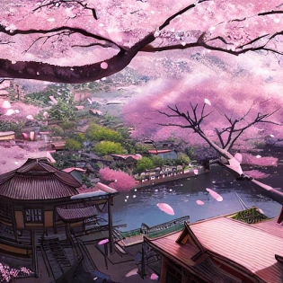 THE CHERRY BLOSSOM TREE HOUSE :: beautiful ornate treehouse in a gigantic pink cherry blossom tree :: on a high blue grey and brown cliff with light snow and pink cherry blossom trees :: Roger Deakins and Moebius and Alphonse Much and Guweiz :: Intricate details, very realistic, cinematic lighting, volumetric lighting, photographic, --ar 9:20 --no blur bokeh defocus dof --s 4000