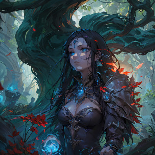 high details, best quality, 8k, [ultra detailed], masterpiece, best quality, (extremely detailed), ultra wide shot, photorealistic, fantasy art, dnd art, rpg art, realistic art, an ultra wide picture of human female (intense details, Masterpiece, best details: 1.5) in underground druid grove casting a spell, red magical light (intense details, Masterpiece, best details: 1.5), wearing leather armor (intense details, Masterpiece, best details: 1.5), wearing cloak (intense details, Masterpiece, best details: 1.5), wearing  boots, high heeled boots,  holy symbol, blue light from symbol, dynamic hair, intense eyes, dynamic eyes, D&D human female (intense details, Masterpiece, best details: 1.5), black hair, long hair, fantasy [underground] (intense details, Masterpiece, best details: 1.5), druid grove, water fall details, rich fantasy underground life details (intense details, Masterpiece, best details: 1.5) ,stone pillars (intense details, Masterpiece, best details: 1.5),  animals, water springs, soft light, phosphoric light. dynamic light (intense details, Masterpiece, best details: 1.5), fungi in the background, celestial background, ((divine worship atmosphere)), high details, best quality, highres, ultra wide angle