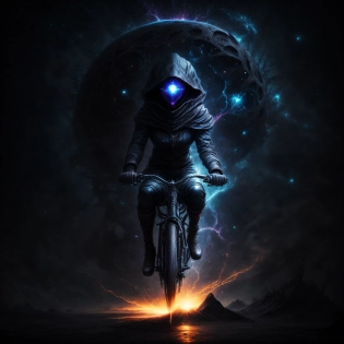 Powerful woman| rides| bicycle| mysterious void| energy| , <lora:kVoidEnergy-000001:0. 80>, V0id3nergy , <lora:add_detail:1>, <lora:epi_noiseoffset2:0. 7>