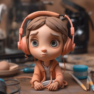 A little girl with headphones, Disney style, clay texture --v 5 --q 2 --s 750