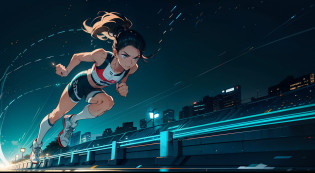 ((realista: 1.5)), ((melhor qualidade)), ((obra-prima)), ((detalhado)), ((Motion Trail Effect)), homem, cabelos espetados,, super heroi, asiatico, correndo com hyper velocidade, deixando rastro de movimento, Motion Trail, efeito de velocidade, correndo em uma pista longa, rastros de velocidade, poder super velocidade