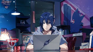 personagem de anime sentado em uma mesa com um laptop, sasuke uchiha, Estilo anime 4K, badass anime 8 k, Estilo anime moderno, Estilo anime. 8k, itatchi uchiha, Epic anime style, Steve Jobs como Hokage, Estilo anime muito moderno, Estilo anime
