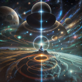 God, gigantic, enlightened man, 60 years old, guardian of the galaxies, wrapped in a white and gold veil atop a planet in front of a spiral vortex with a background of galaxies, magic portal in the sky, Brilliant magical time portal, altamente detalhada em 32k, hiper detalhado, hyper sharp, hiper realista, hiper intrincado, estilo foto realismo