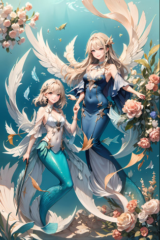 Welcome to the unknown?Angels will guide you?kindly smile?Beautiful girl with a sense of transparency?Beautiful Angel?Large transparent blade?are flying?mermaids?Mare