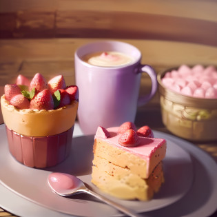 (masterpiece, top quality, best quality,kawaii illustration,cute illustration,:1.5), (pastel color:1.5),strawberry?blueberry?cake,coffee,breakfast,bright tone?kawaii,fluffy,fluffy,soft,gentle sweetness, cozy, andite/pastel-mix