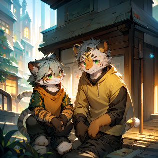 ?catss?Gray hair and green pupils?Yellow and white coat color?adolable?vivaciousness?Libido boy?underage,Wear a sweatshirt with a pink pattern?lively and lovely?shorter pants, Wind element?shaggy??Digital artwork with cinematic lighting.A boy?Monosomy anthropology,Furry,feral,(Digital media \(artwork of a\):1.2),(hi?It's nothing,absurd res:1.2),Perfect anatomy,Anatomically correct,Detailed,Detailed face,Detailed eyes,(Realistic fur,Detailed fur:1.25),Detailed background,amazing background. Break (author?Puinki \(artist\):1.2),(author?Unreal Land,author?Sumi Kuroi,author?Milk Tiger 1145,author?Morkey,author?Emolga 1,Through oocysts:1.2),(author?Xia Huaiting:0.8),(by Pino Daeni:0.8),(author?Sios Shiru:0.8),(by Chunie:0.8).
