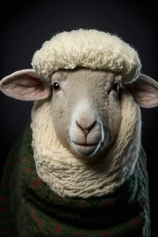 Insanely detailed studio portrait shot photo of intricately detailed beautiful sheep dressed as santa clause, smirking mischievously at the camera with mischievous detailed yellow green eyes , very detailed, rim light, photo, rim light, ultra-realistic, photorealistic, hyper detailed, photography, shot on Canon DSLR, f/2. 8 , photography by Felix Kunze and Annie Leibovitz and retouched by Pratik Naik --ar 2:3 --v 4 --q 2