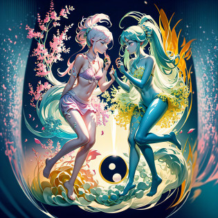 A pintura gerada pela IA do Sea Art retrata uma imagem fascinante de yin yang, (max quality, design requintado, best ilumination, melhor sombreamento). statue of 2 mermaids in the form of Yin Yang. dentro de uma bola de cristal, sob a lua e o sol, bringing to life the harmony and interconnectedness of opposing forces and duality. detalhes detalhados e realistas, intrincado, carved in pink marble and lilacs, brilhando com luar e luz solar, A perfect balance between light and dark, mystical and serene. dentro de uma bola de cristal, as duas metades: uma negra, representando o yin, e outra branca, simbolizando o yang. These details symbolize the mutual presence of opposing elements in each aspect. While yin contains a small point of yang, Yang also contains a small point of yin, creating a dynamic and harmonious balance. Essa pintura gerada pela IA do Sea Art transmite uma mensagem profunda sobre a dualidade do universo.