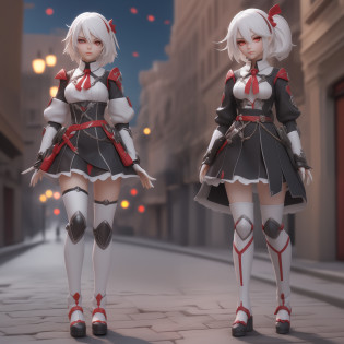 3d doll, white hair, red eyes, 3d character, 3d character, cute doll, beautiful 3d doll, 3d, 1 boneca
