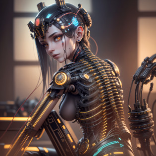 1 mechanical girl, ((ultra realistic details)), portrait, global illumination, shadows, rendered octane, 8k, ultra sharp, metal, intricate, detailed embellishments, cool colors, egyptian details, very intricate details, realistic light, trend in CGsociety, bright eyes, front camera, neon details, mechanical limbs, blood vessels connected to tubes, mechanical vertebrae that attach to the back, mechanical cervial that attaches to the neck,  sitting, wires and cables connecting to the head 1 mechanical girl, ((ultra realistic details)), portrait, global lighting, shadows, octane rendering, 8k, ultra sharp, metal, intricate, detailed ornaments, cool colors, egyptian details, very intricate details, realistic light, trend in CGsociety, bright eyes, front camera, neon details, mechanical limbs, blood vessels connected to tubes, mechanical vertebrae that attach to the back,  mechanical cervial attaching to neck, sitting, wires and cables attaching to head1mechanical girl, ((ultra realistic details)), portrait, global illumination, shadows, rendered octane, 8k, ultra sharp, metal, intricate, detailed embellishments, cool colors, egyptian details, very intricate details, realistic light, trend in CGsociety, bright eyes, front camera, neon details, mechanical limbs,  blood vessels connected to tubes, mechanical vertebrae that attach to the back, mechanical cervial that attaches to the neck, sitting, wires and wires that connect to the head --auto --s2
