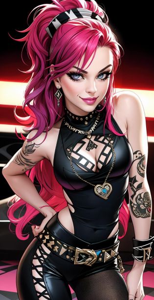 ((Masterpiece, best quality)),edgQuality
smirk,smug,
edgSP, a woman, pather patterned clothing ,wearing edgSP_outfit,tattoos ,
 <lora:edgSteel_Panther:0.85>