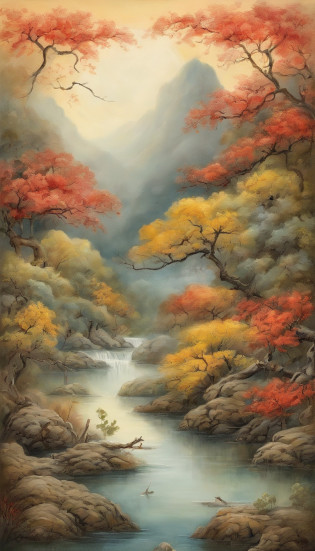 /Imagine Prompt: Osmanthus Forest?Bloom full of osmanthus flowers?Incense case in a forest glade?Case mooncake plate?White hare in front of incense sticks?Look up at the huge full moon in the sky?The moon is surrounded by colorful clouds?Antique painting style?Photography, High Resolution DSLR?Equipped with 50mm prime lens, --ar 16:9 - V5
