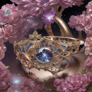 (Couple rings,Couple rings,Two similar rings,Wedding ring art design,Solo:1.2),(Wedding ring art design,glass flowers,Nebula jewelry,Starry Sky Crystal,Abstract pattern ring:1.45),(Intricate,ironwork,Handmade,Romantic engagement rings?Set with a pear-shaped diamond center stone,Set with rose gold band. The ring is edged with diamonds,Add a feminine touch to your designs,The image has a softness, Fantastical Atmosphere?Suitable for use in Facebook engagement ring ads:1.2),Shiny glowing ring,Faucet metal openwork engraving,phoenix head,and flowers,Berlin black iron jewelry in Victorian Gothic style,Elaborate carved diamonds,Gold thread and jade ring,Hollow plant shape metal carving,Fractal geometry,destructured,Streamlined structure,volume light,flashing lights,The dimming effect is obvious,