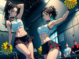(Original), (Cheerleading), (Best Quality), (Masterpiece), Photographic Reality, Realistic, Very Detailed Illustrations, (1 Girl), Beautiful Eyes, (Delicate Face), Perfect Details, (Best Lighting), (Super Intricate Details), Cheerleading Dancing, Sweat, Heavy Breathing, (Cheerleading), Sports Short Skirt, Perfect Details, Perfect Fingers, Perfect Limbs, Impact, (Shiny Skin), Abs, Muscles, Waist Line, Sports Short Skirt, , Black Hair, High Ponytail, Very Long Hair, 4K unified, (ultra-fine CG: 1.2), (8K: 1.2), realistic, octane rendering