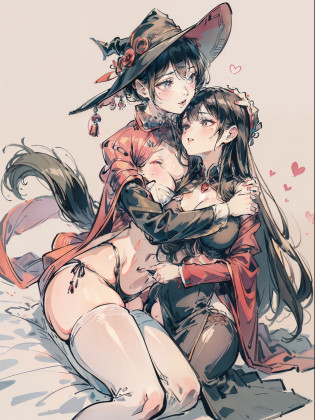 2 girls?oyako?Mother and daughter?Older students?Mother student?Mother Witch?mother and daughter?Witches?Witch hat?Student uniform?Formal attire?pupils?Female School Students?Witch?Witch School Student?Witch Maid?JK school uniform?maid?maid costume?Witch costume?Witch coat?Wrap the shirt?Conservative shirts?The packaging is tight?The packaging is tight?pleatedskirt?Bright colors?Magic background?lesbian?French kiss?Wet kiss?French kiss?face�to�face?hugs?cuddle?Close contacts?Fit snugly together?Side Body?Kiss?tongue kissing?Lovers?stroking each other?matching hairstyle?Match poses?desire big breasts?squelch?Body overlap?squishing?Love?Love each other?Matching decoration?Sexy pose?lacepantyhose?Pantyhose wrapped around the hips?Silk clothes wrapped in full leather?tightsuit?Bright colors?Showy expressions?black pantyhoses?White panty hose?ornate garment?Gorgeous hats?Gorgeous hairstyle?Gorgeous background?Magical powers?lady?carismatic?Beautiful girl?Woman?milf?Intimate contact?sigh?heav breathing?love heart?inquisitive?mature?mistic?dignified?The top wraps around the chest?The top is very safe?The top is very tight?The top is very tight?The top is very conservative?Transparent people