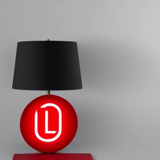 red logo for company w/ lamp