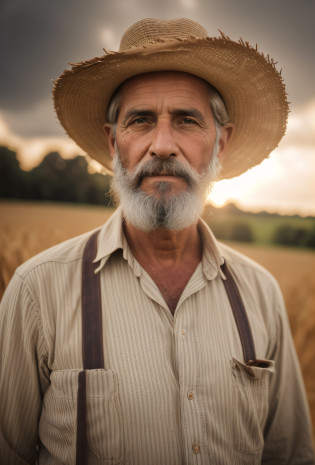 Man with beard and hat standing in a field, Retrato de um velho, Retrato de um velho, agricultor, foto do retrato de um homem velho, retrato do homem velho, photo from the 1850s of a farmer, retrato centrado, Directed by: Matthias Weischer, foto de um homem, Directed by: Adam Marczy?ski, retrato perfeitamente centrado