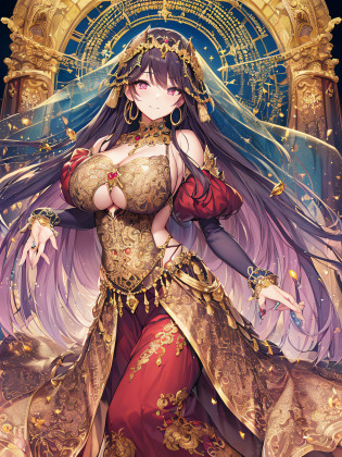 (anime artstyle),((Masterpiece,Best Quality,Super Detail,Very Delicate and Beautiful)),Solo,((full body,standing picture)),standing in the sacred cathedral,((Sacred atmosphere)),((1 holy High Priestess in beautiful embroidery and jeweled gorgeous rococo ballgown dress with voluminous full length hoop skirt)),(crinoline),gorgeousfull embroidery,(gorgeous gemstone jewelry),((gorgeousfull Sacred Veil)),(detailed face and eyes),jewel-like eyes,smile,((large amount of straight hair,extremely Long voluminous Hair)),((gigantic tits,Long tits,skindentation)),gorgeousfull embroidery,cleavage,extremely gorgeousfull hair ornament,(bling-bling extremely gorgeousfull jeweled tiara),gorgeous corsage,Stained glass,(Dynamic Angle),Looking at viewer,((full body)),((beautiful embroidery and jeweled gorgeous rococo ballgown dress with voluminous full length hoop skirt))