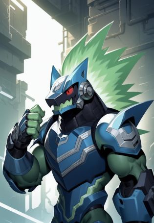 omega-xis, detailed eyes, bottomless, bottomless anthro, bottomless male, brachioradialis, clothed, clothing, crossbar emanata, cybernetic arm, cybernetic chest, cybernetic head, cybernetic limb, electric body, emanata, energy, energy body, eyes closed, flexor carpi, floating, glistening, glistening armor, glistening armwear, glistening bracers, glistening breastplate, glistening clothing, glistening headgear, glistening helmet, glistening pauldron, glistening topwear, glistening wristwear, green body, green electricity, green energy, green mouth, grey armor, grey armwear, grey breastplate, grey clothing, grey headwear, grey helmet, grey pauldron, headgear, headwear, helmet, looking away, legless, light armor, light armwear, light body, light bracers, light breastplate, light headwear, light helmet, light mouth, light pauldron, light topwear, light wristwear, male, male anthro, monotone body, monotone bracers, monotone mouth, monotone wristwear, multicolored armor, multicolored armwear, multicolored clothing, multicolored headwear, multicolored topwear, pose, red eyes, slim anthro, slim male, solo, three-quarter view, toony, topwear, triceps, two tone armor, two tone armwear, two tone breastplate, two tone clothing, two tone headwear, two tone helmet, two tone pauldron, two tone topwear, detailed background, white clothing, white topwear, transparent body, nj5furry
<lora:omega-xis_v1.2:1> <lora:nj5furry-v1:0.8>
